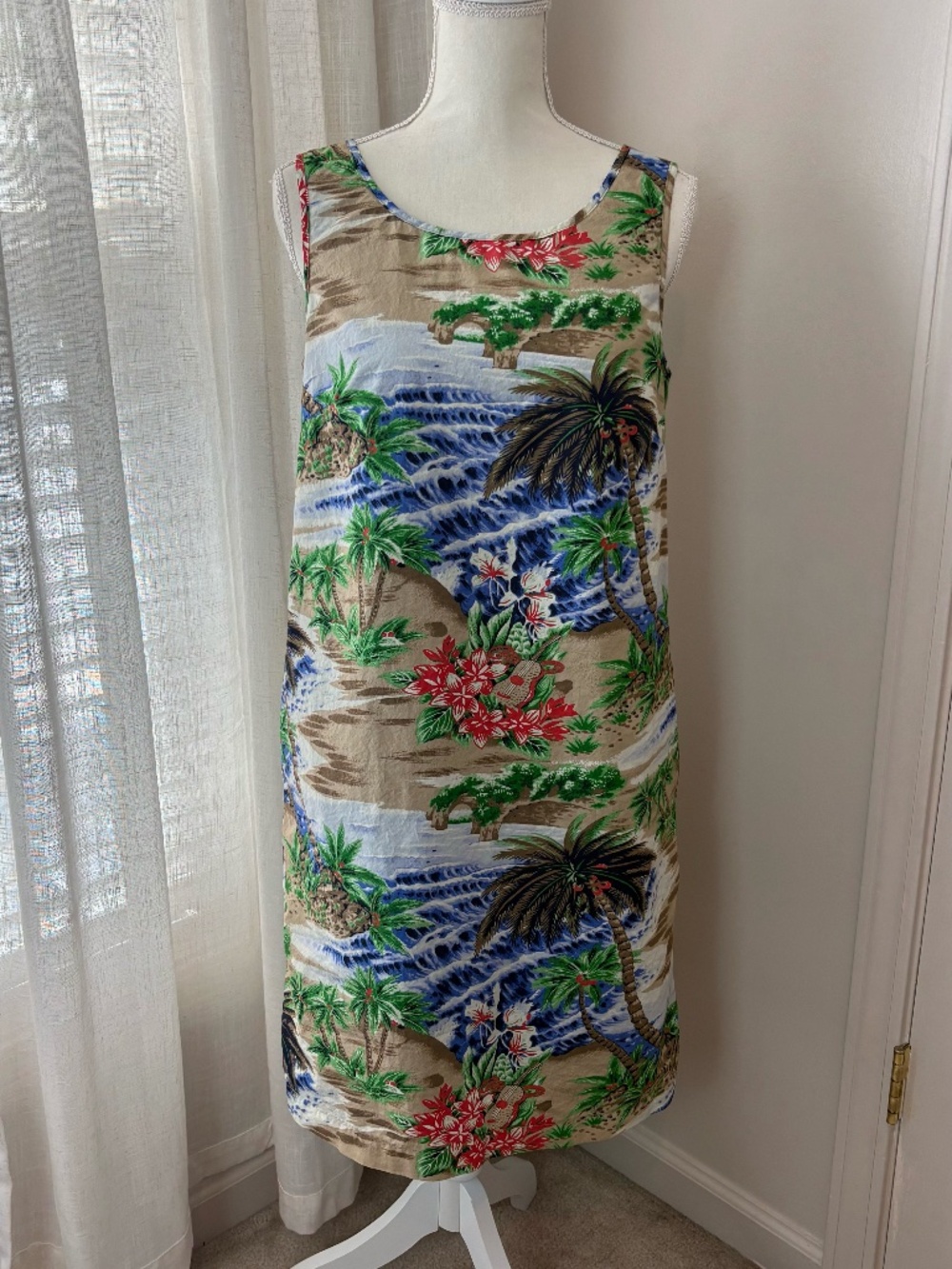 Talbots Hawaiian Print Shift Dress Women Size 8 Tropical Vacation Outfit Medium